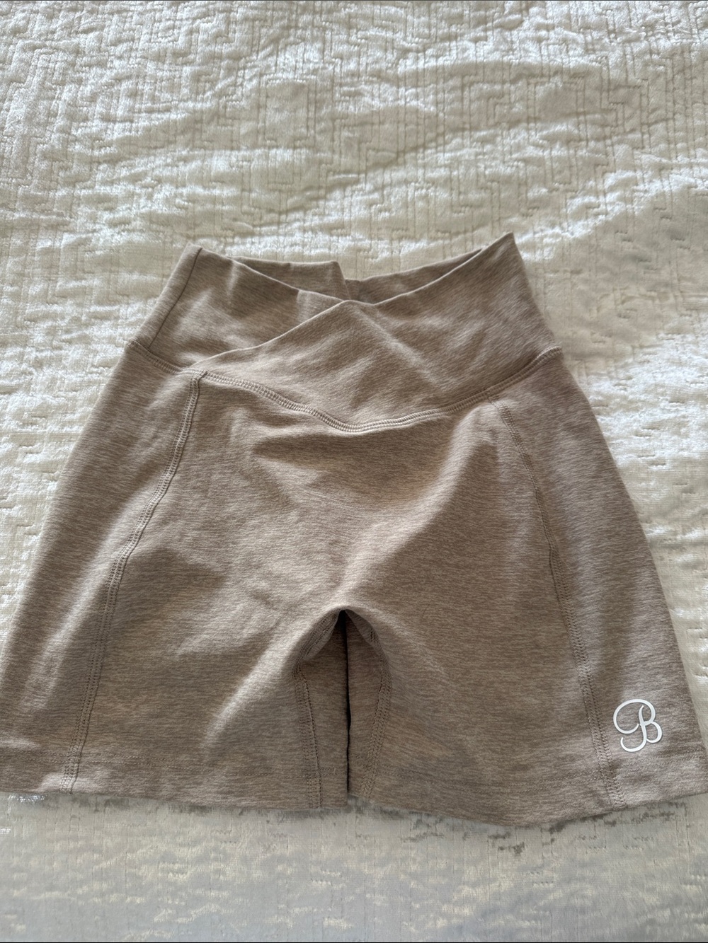 Bombshell Sportswear Taupe High-Waist Bike Shorts